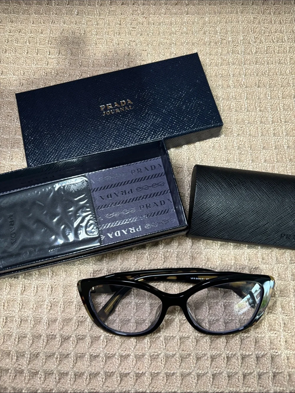PRADA Black with Tortoiseshell Cat-Eye Optical Frames